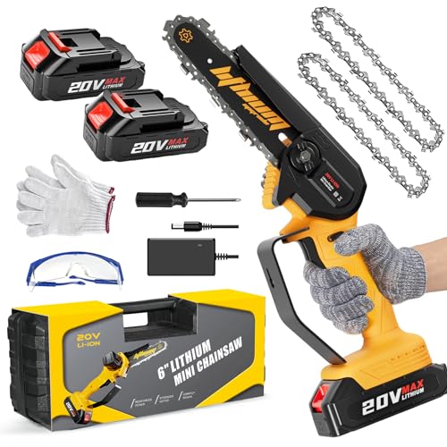WEMARS Mini Chainsaw 6-Inch with 2 Battery Powered Mini Electric Chain Saws Cordless Handheld Portable Small Power Only Cut Under 3 inch Fresh Wood - Image 1