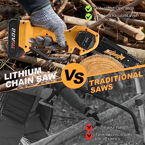 WEMARS Mini Chainsaw 6-Inch with 2 Battery Powered Mini Electric Chain Saws Cordless Handheld Portable Small Power Only Cut Under 3 inch Fresh Wood - Image 5