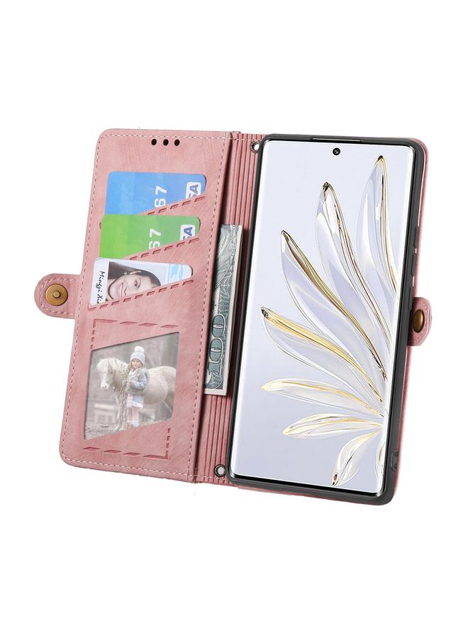 S-TOP Case For Honor X8A Geometric Zipper Wallet Side Buckle Leather Phone Case - Image 3