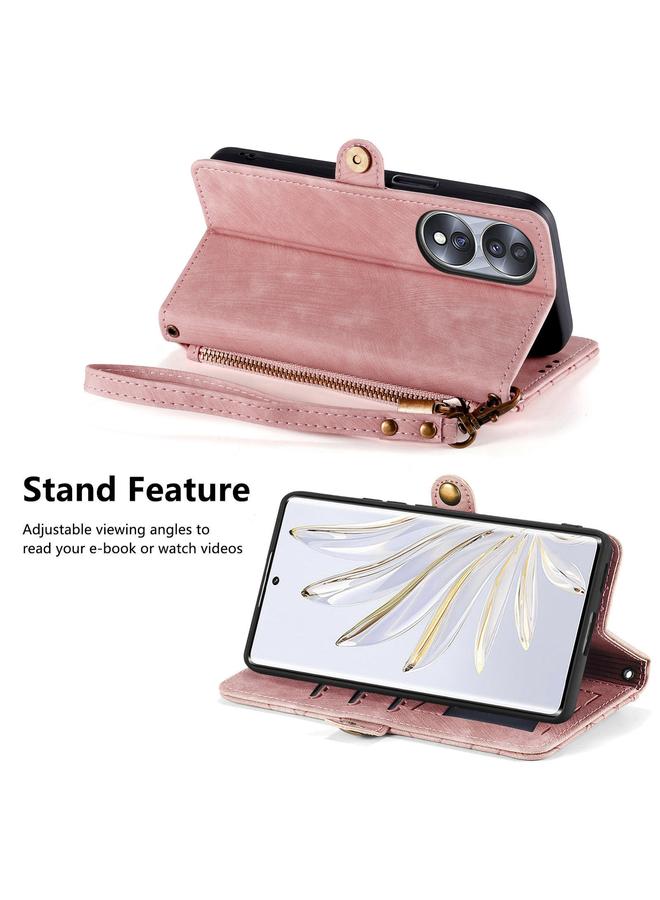 S-TOP Case For Honor X8A Geometric Zipper Wallet Side Buckle Leather Phone Case - Image 4