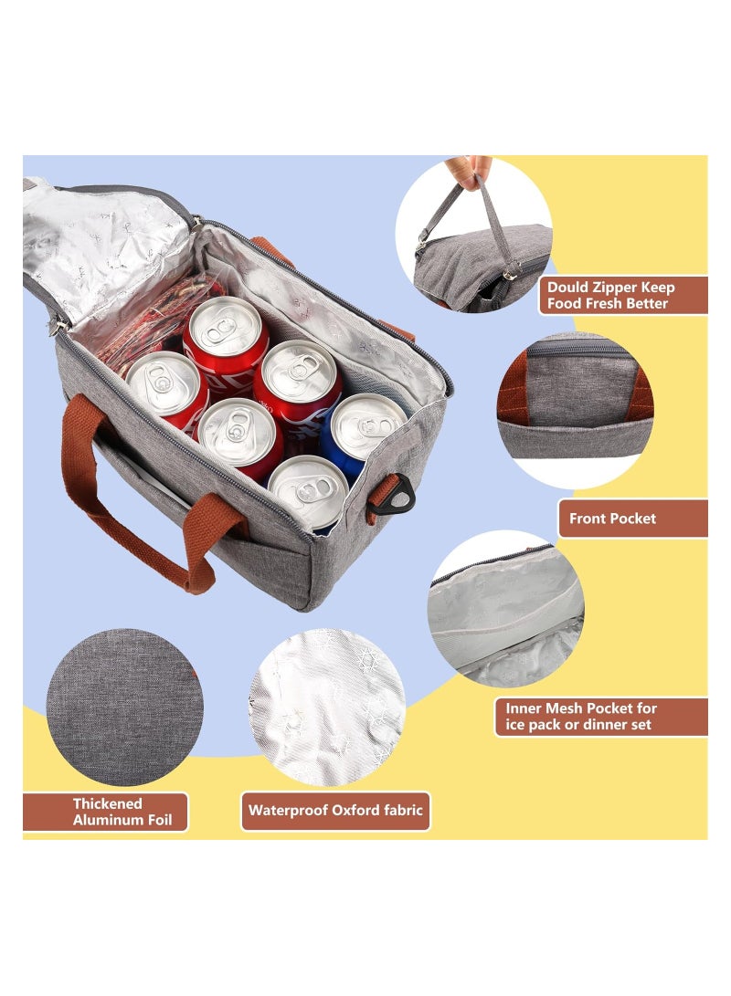 KASTWAVE Reusable Lunch Bags Stylish Insulated Lunch Bag for WomenMen Durable Lunch Tote with Adjustable Strap Ideal for Work Picnic and Beach Reusable Lunch Box with Thermal Insulation (Grey) - Image 2