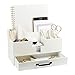 BLU MONACO  White Wood Desk Organizer with Drawer  Compact Desktop Mail  Office Supplies Storage with 6 Compartments  Modern Home Office Accessories for Women Kitchen Counter  Reception Areas - Image 2