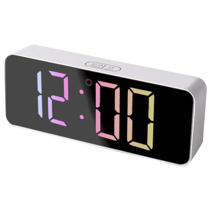 DIGITAL LED MIRROR ALARM CLOCK FOR HEAVY SLEEPERS KIDS LARGE LED DISPLAY WITH SNOOZE TIME TEMPERATURE FUNCTION FOR BEDROOM OFFICE TRAVEL BATTERY POWERED AND USB POWER