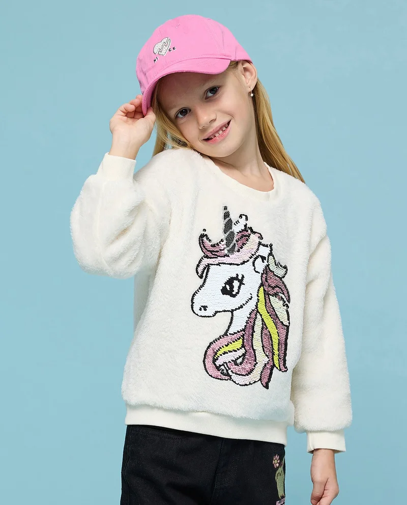 R&B Sequined Sweatshirt with Crew Neck and Long Sleeves