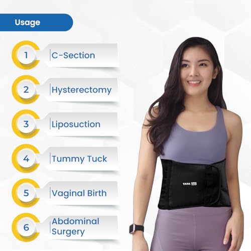 TATA 1MG 1MG Tata Abdominal Belt Black, Abdominal Support for post Delivery, Slimming Waist, and Lower Back Pain, (Suitable for both sizes L and XL;38-46inches) - Image 5