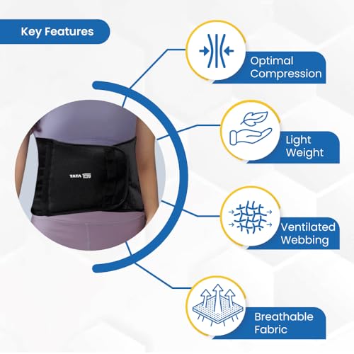 TATA 1MG 1MG Tata Abdominal Belt Black, Abdominal Support for post Delivery, Slimming Waist, and Lower Back Pain, (Suitable for both sizes L and XL;38-46inches) - Image 4