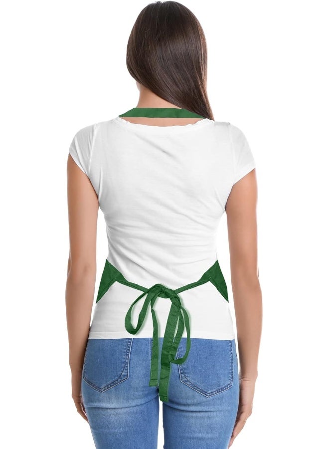 DALIX Apron Commercial Restaurant Home Bib Spun Poly Cotton Kitchen Aprons (2 Pockets) In Dark Green, Dark Green, 30"  - Image 4