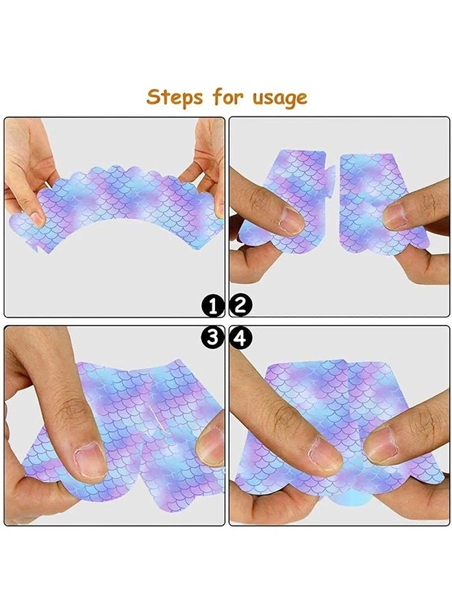 20 قطعة من أكواب الخبز على شكل حورية البحر وأغطية الكب كيك وأغلفة مزدوجة الجوانب بزخرفة على شكل حورية البحر الصغيرة تحت موضوع البحر حفلة عيد ميلاد تذكارات - Image 5