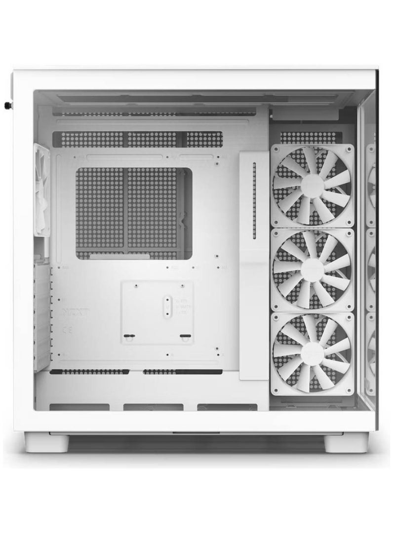 NZXT NZXT H9 Flow Dual-Chamber Mid-Tower ATX Gaming PC Case, High-Airflow Top Panel, Temp Glass Front & Side, Up to 360mm Radiator & 10x 120mm Fans Support, USB 3.2 Type-C & A Ports, White | CM-H91FW-01  - Image 5