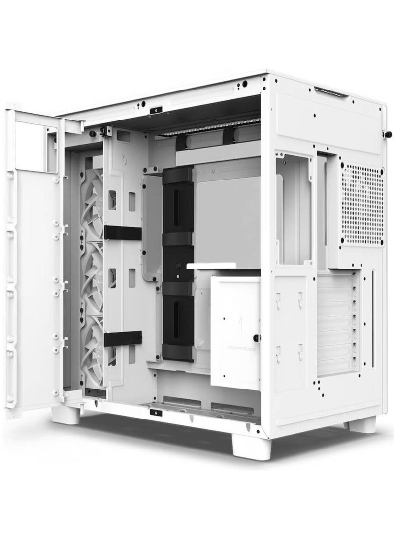 NZXT - NZXT H9 Flow Dual-Chamber Mid-Tower ATX Gaming PC Case, High-Airflow Top Panel, Temp Glass Front & Side, Up to 360mm Radiator & 10x 120mm Fans Support, USB 3.2 Type-C & A Ports, White | CM-H91FW-01 - Image 1
