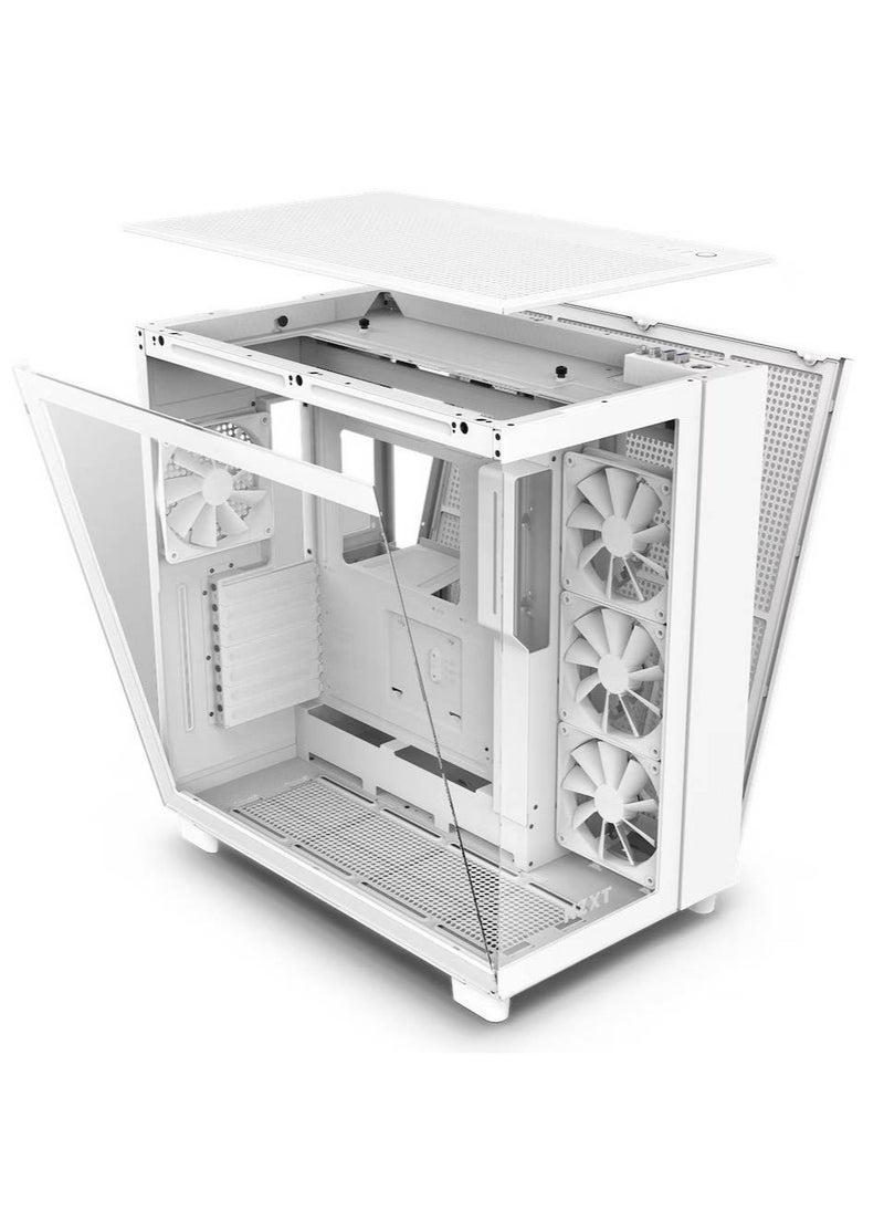 NZXT NZXT H9 Flow Dual-Chamber Mid-Tower ATX Gaming PC Case, High-Airflow Top Panel, Temp Glass Front & Side, Up to 360mm Radiator & 10x 120mm Fans Support, USB 3.2 Type-C & A Ports, White | CM-H91FW-01  - Image 4