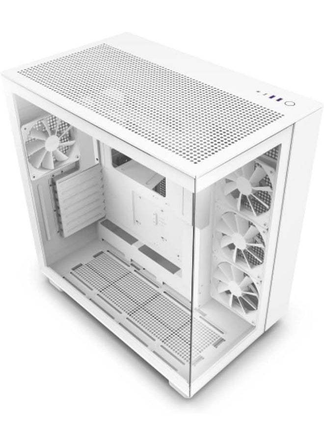 NZXT NZXT H9 Flow Dual-Chamber Mid-Tower ATX Gaming PC Case, High-Airflow Top Panel, Temp Glass Front & Side, Up to 360mm Radiator & 10x 120mm Fans Support, USB 3.2 Type-C & A Ports, White | CM-H91FW-01  - Image 3