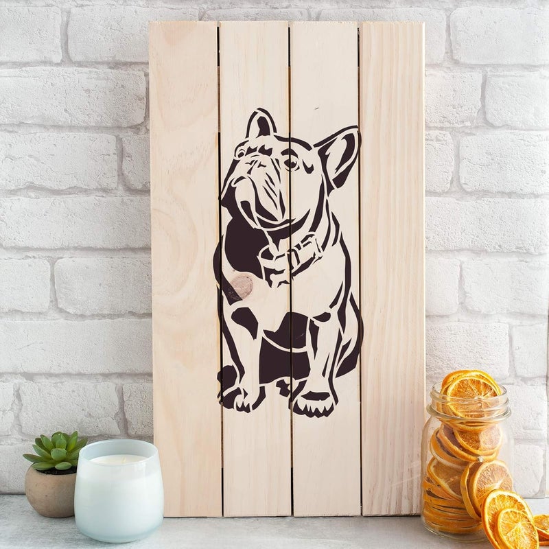 Ivana's Sassy French Bulldog Stencil - Reusable Stencils for Painting - Create DIY Sassy French Bulldog Home Decor Size - (12 x 12 inch)