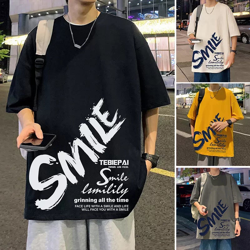 Summer Trendy Brand Short-Sleeved Men'S Fashionable Loose T-Shirt Men'S Half-Sleeved T-Shirt Junior High School Students Printed Plus Size Men'S Clothes T-Shirt - Image 2