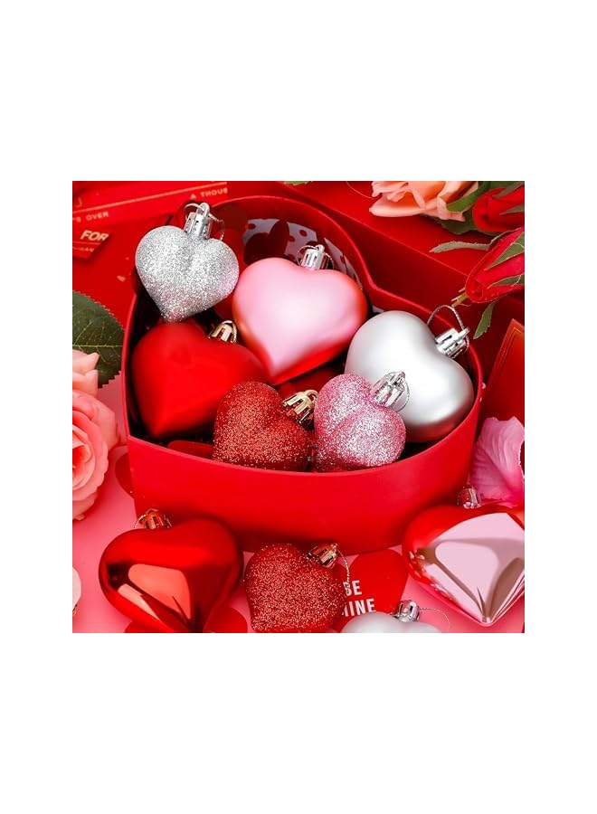 The Bros Valentines Day Decorations, 36pcs Heart Shaped Ornaments, Glitter Red Heart Shaped Hanging Bubles, Romantic Pink Glossy Valentine's Day Decor for Outdoor Indoor Party Wedding Engagement Lover - Image 5