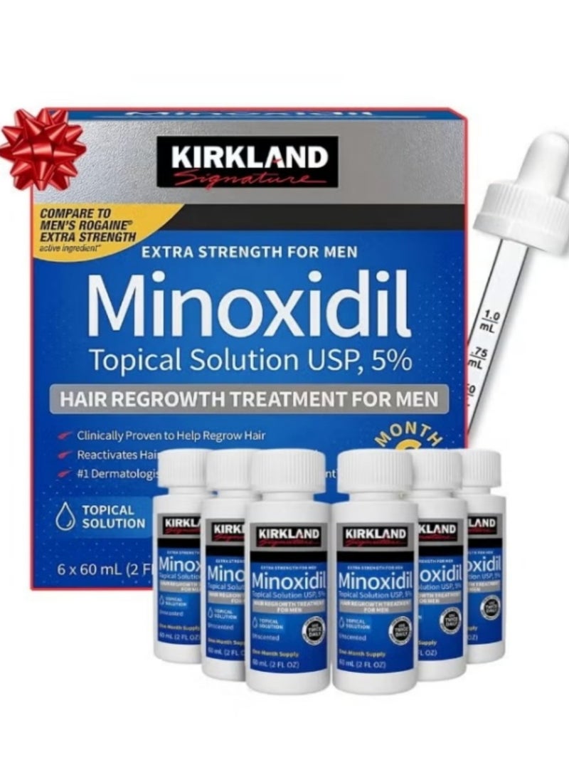 كيركلاند 6 قطع Minoxidil 5 ٪ القوة الإضافية لقوة إعادة نمو الشعر 360 مل （التعبئة والتغليف قد تختلف） - Image 1