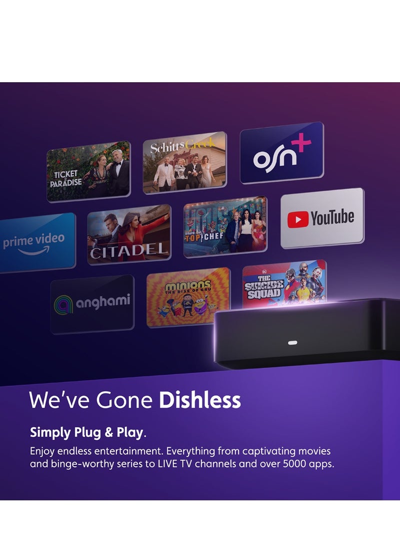 اشتراك OSNtv (12 شهراً)، ترفيه OSN+ متضمن مع الجهاز الجديد بدقة 4K | جهاز التحكم الصوتي عن بُعد | Wi-Fi وإيثرنت | مشغل بواسطة Android 11.0