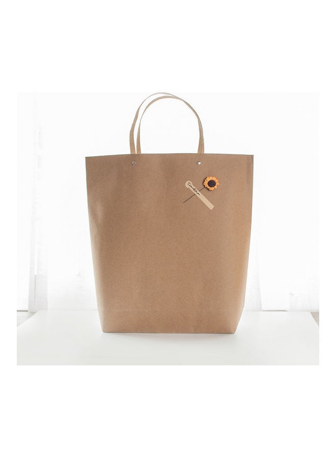 NIBEMINENT 3-Pieces Of Small Simple Retro Kraft Paper Birthday Gift Bag Brown