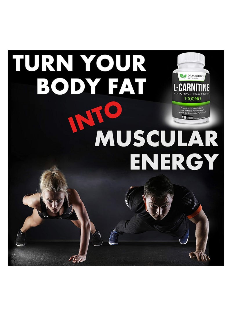 DR. MARTIN'S NUTRITION DR. MARTIN’S L-Carnitine 1000MG Per Serving 200 Capsules - Image 2