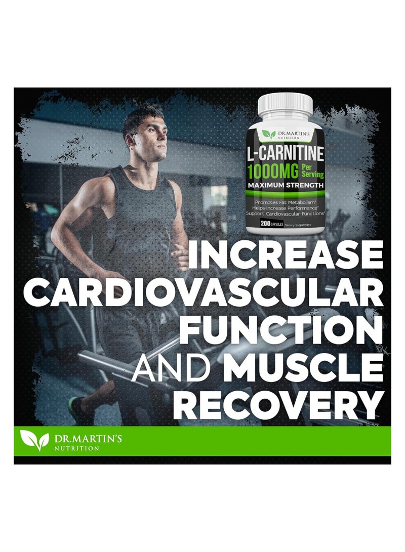 DR. MARTIN'S NUTRITION DR. MARTIN’S L-Carnitine 1000MG Per Serving 200 Capsules - Image 3