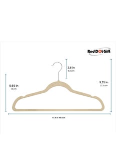 Red Dot Gift 50 Pieces Beige Non-Slip Velvet Hangers With 360 Degree Rotatable Hook,Durable and  Slim  - Image 3