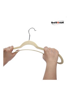 Red Dot Gift 50 Pieces Beige Non-Slip Velvet Hangers With 360 Degree Rotatable Hook,Durable and  Slim  - Image 5