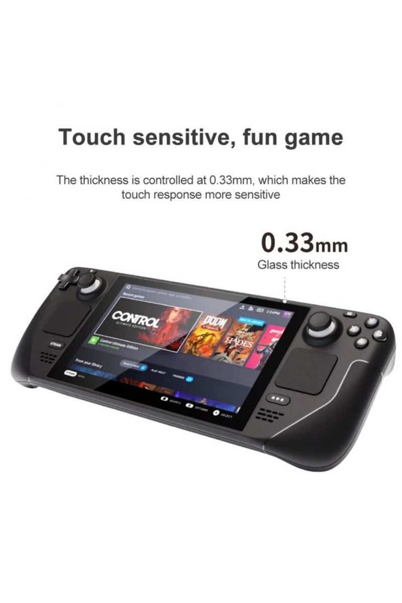 2 قطعة من حامي الشاشة الزجاج المقوى لجهاز الألعاب فالف ستيم ديك - صلابة 9H مقاومة للخدوش - فيلم شفاف عالي الوضوح - إكسسوارات شاشة ستيم ديك - Image 2