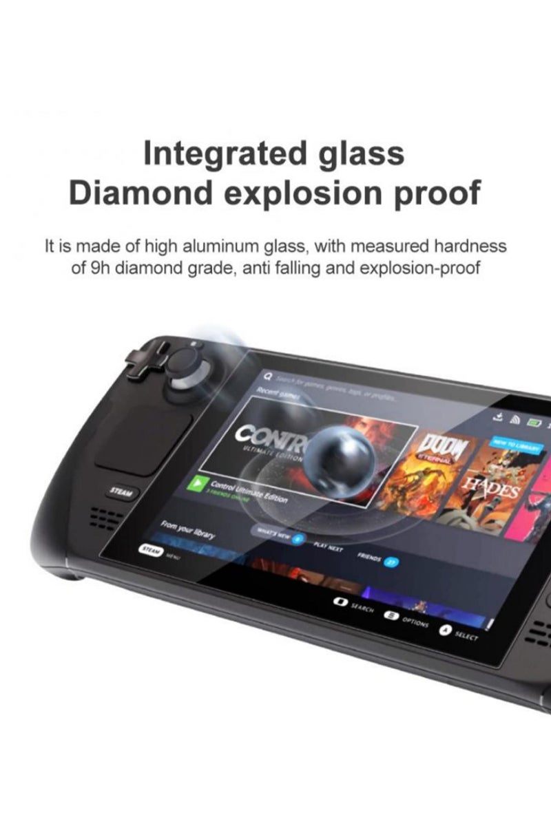 2 قطعة من حامي الشاشة الزجاج المقوى لجهاز الألعاب فالف ستيم ديك - صلابة 9H مقاومة للخدوش - فيلم شفاف عالي الوضوح - إكسسوارات شاشة ستيم ديك - Image 3