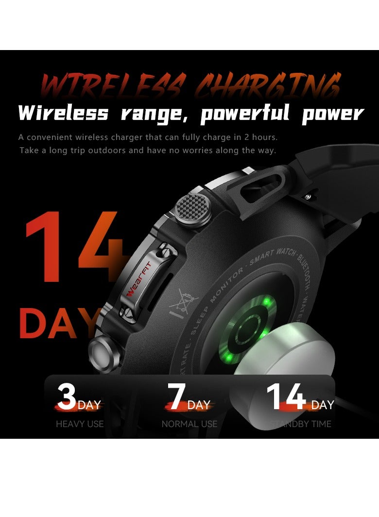 JS1 Sport Smart Watch, 1.45 Inch Large Screen Bluetooth Call NFC Smart Bracelet, Comfortable Health Monitoring Watch With Heart Rate Sleep Monitoring, (1pc, Black And Silver, Leather Strap) - Image 2