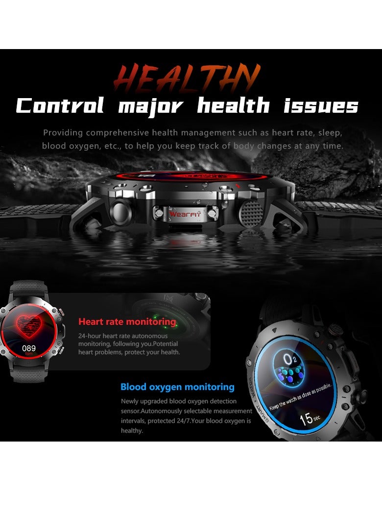 JS1 Sport Smart Watch, 1.45 Inch Large Screen Bluetooth Call NFC Smart Bracelet, Comfortable Health Monitoring Watch With Heart Rate Sleep Monitoring, (1pc, Black And Silver, Leather Strap) - Image 3