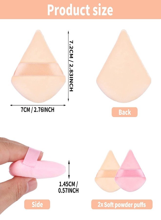 Jibaro 2 Pieces Triangle Powder Puffs Face Cosmetic Powder Puff Washable Reusable Soft Plush Powder Sponge Makeup Foundation Sponge for Face Body Loose Powder Wet Dry Makeup Tool (2Pcs Black) - Image 2