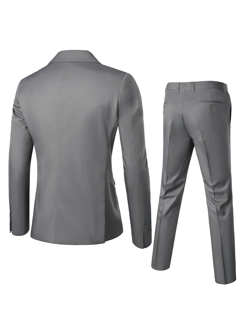 Shougu Fashionable And Versatile Business Solid Color Men's Suit Set Two-piece Set  - Image 2