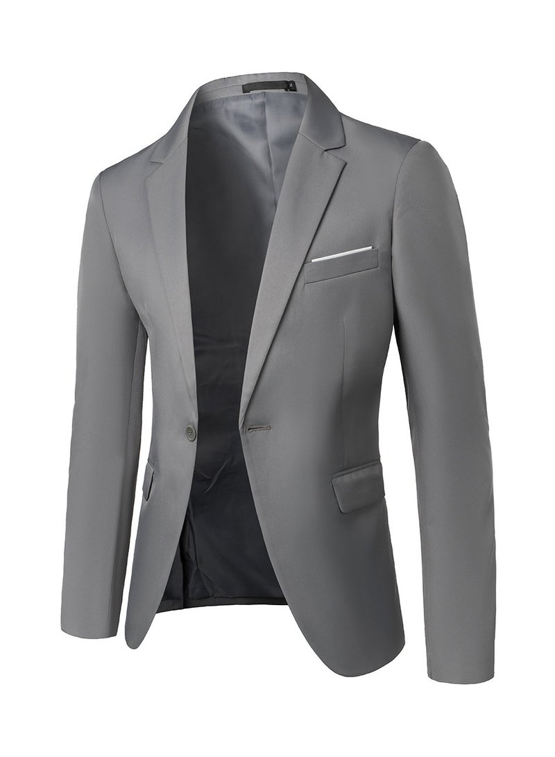 Shougu Fashionable And Versatile Business Solid Color Men's Suit Set Two-piece Set  - Image 3