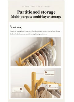 XiuWoo Multifunctional Bamboo Clothes Rack Garment Rack Clothes Shoes Organizer Coat Hanging Rack With Cloth Basket for Balcony Home Bedroom Living Room  - Image 2