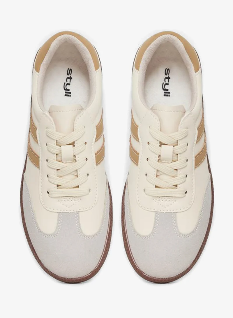 Styli Active  Striped Pattern Sneakers for Women | Best Price UAE