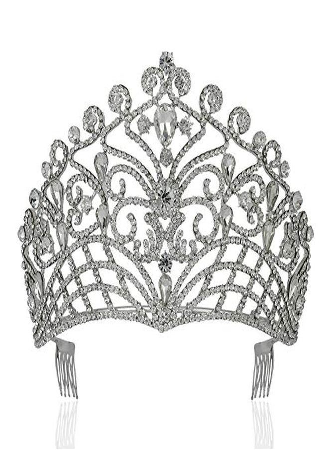 Janefashions Lush Clear Austrian Crystal Rhinestone Tiara Crown Bridal Prom Pageant T11884  - Image 5