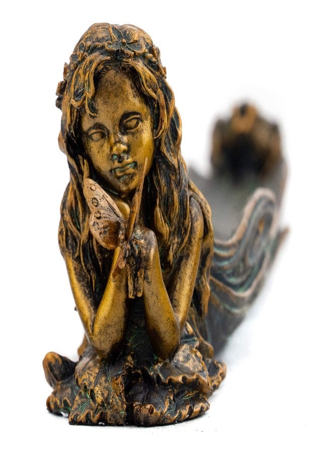 Top Collection Cute Fairy Incense Holder - Hand Painted Mythical Creature with Butterfly Figurine- Fits Standard Incense Sticks- 10-Inch Long Collectible Incense Burner - Image 5