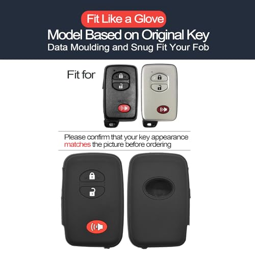INFIPAR 2pcs Compatible with Toyota 4Runner Prius V C Venza Land Cruiser RAV4 Avalon Camry Highlander Scion tC HYQ14ACX 3 Buttons Black Key Fob Cover Case Key Chain Protector Keyless Remote Holder - Image 3
