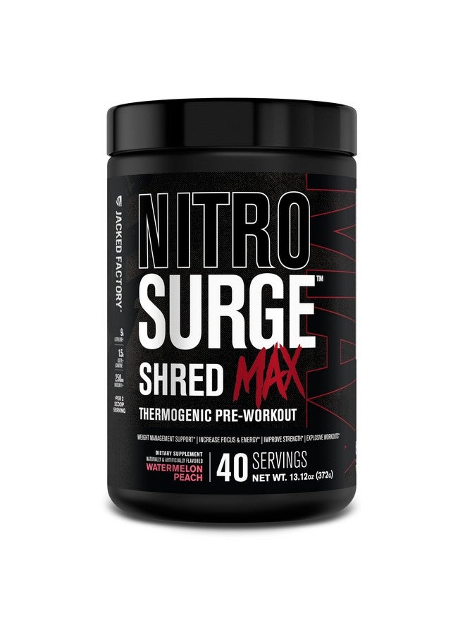 Jacked Factory Nitrosurge Shred Max Preworkout - High-Performance Thermogenic Pre Workout Powder for Men and Women - L Citrulline, Acetyl L Carnitine, Organic Caffeine - 40 Servings, Watermelon Peach - Image 1