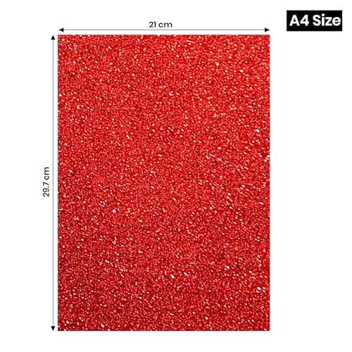 Lakeer A4 Size Glitter Foam Sheets, Sparkles Red Colour, Pack of 10 Sheets- for Art & Craft, Decoration, Gift Wrapping, Scrapbooking etc - Image 4