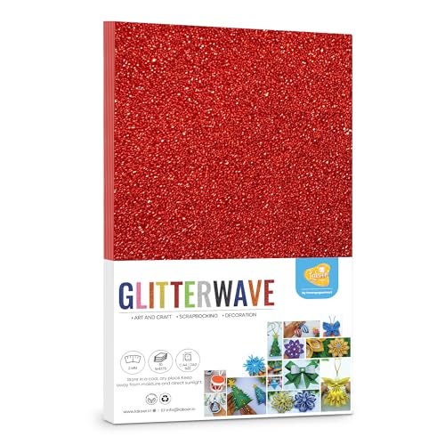 Lakeer A4 Size Glitter Foam Sheets, Sparkles Red Colour, Pack of 10 Sheets- for Art & Craft, Decoration, Gift Wrapping, Scrapbooking etc - Image 2