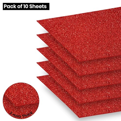 Lakeer A4 Size Glitter Foam Sheets, Sparkles Red Colour, Pack of 10 Sheets- for Art & Craft, Decoration, Gift Wrapping, Scrapbooking etc - Image 3