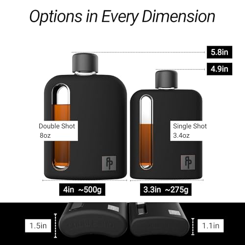 Ragproper Glass Hip Flask for Men – Modern Whiskey & Liquor Flask with Cork & Silicone Lid Liners, Durable Silicone Covered Double Shot Flask Bottle (8oz, 240ml, Black) - Image 3