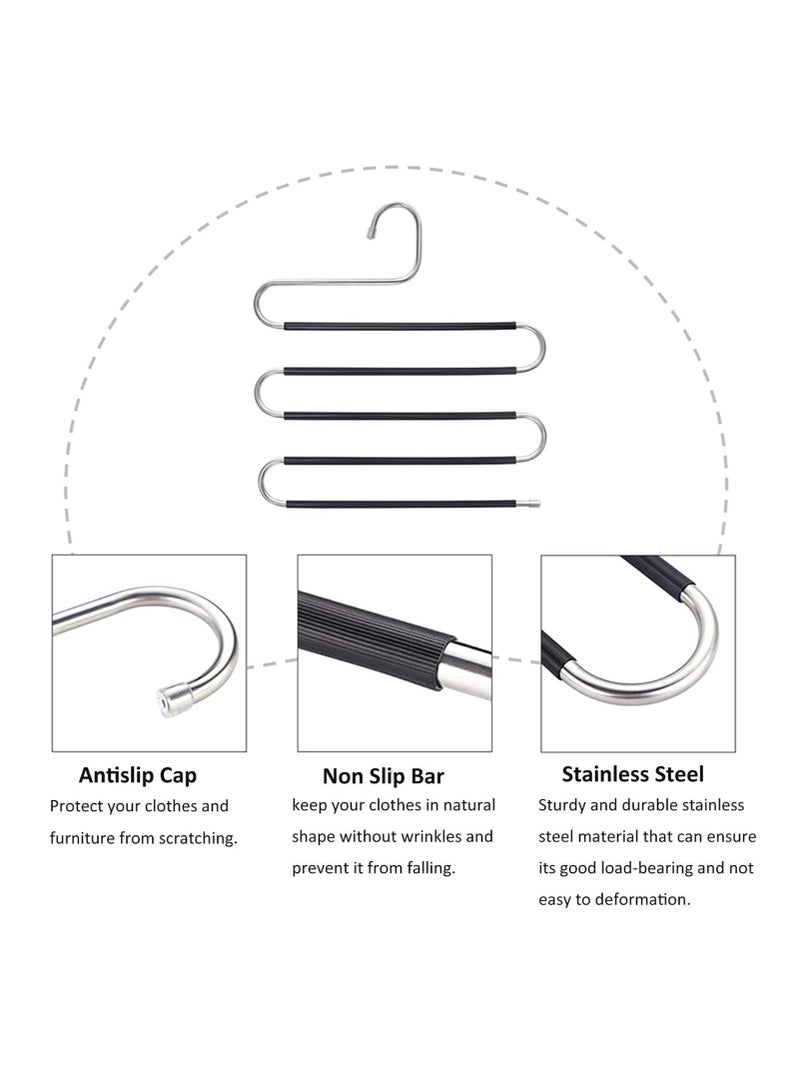 LEDIN Pants Hangers, S Shaped Non Slip Space Saving Hangers Clothes Trouser Hangers Stainless Steel Metal Multilayer Clothes Hanger Closet Storage for Pants Jeans Shirts Scarfs Ties (5 Packs)  - Image 3