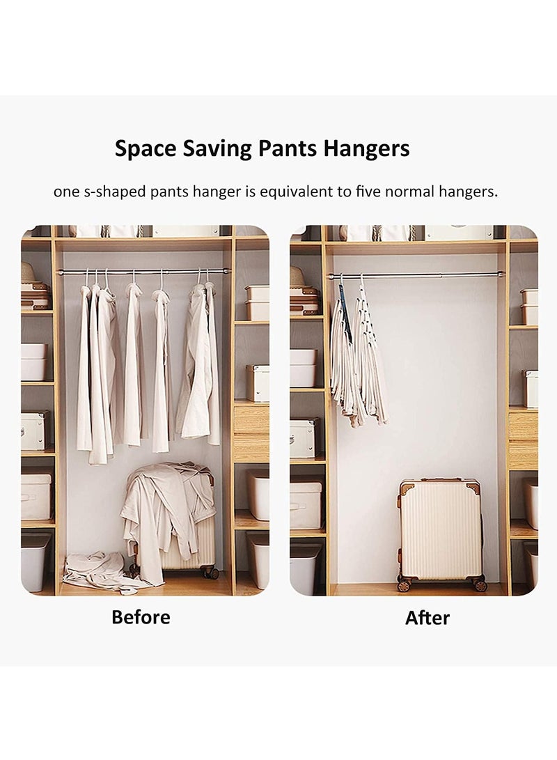 LEDIN Pants Hangers, S Shaped Non Slip Space Saving Hangers Clothes Trouser Hangers Stainless Steel Metal Multilayer Clothes Hanger Closet Storage for Pants Jeans Shirts Scarfs Ties (5 Packs)  - Image 4