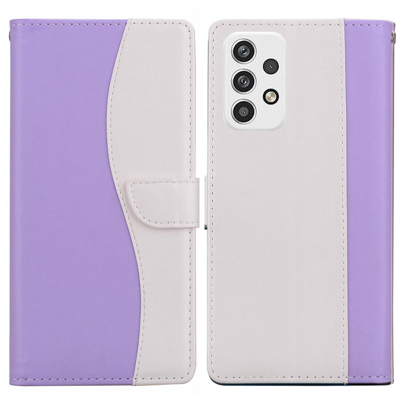 erorex For Samsung Galaxy A32 4G Embossed Two-Color Leather Phone Case(Purple White) - Image 1