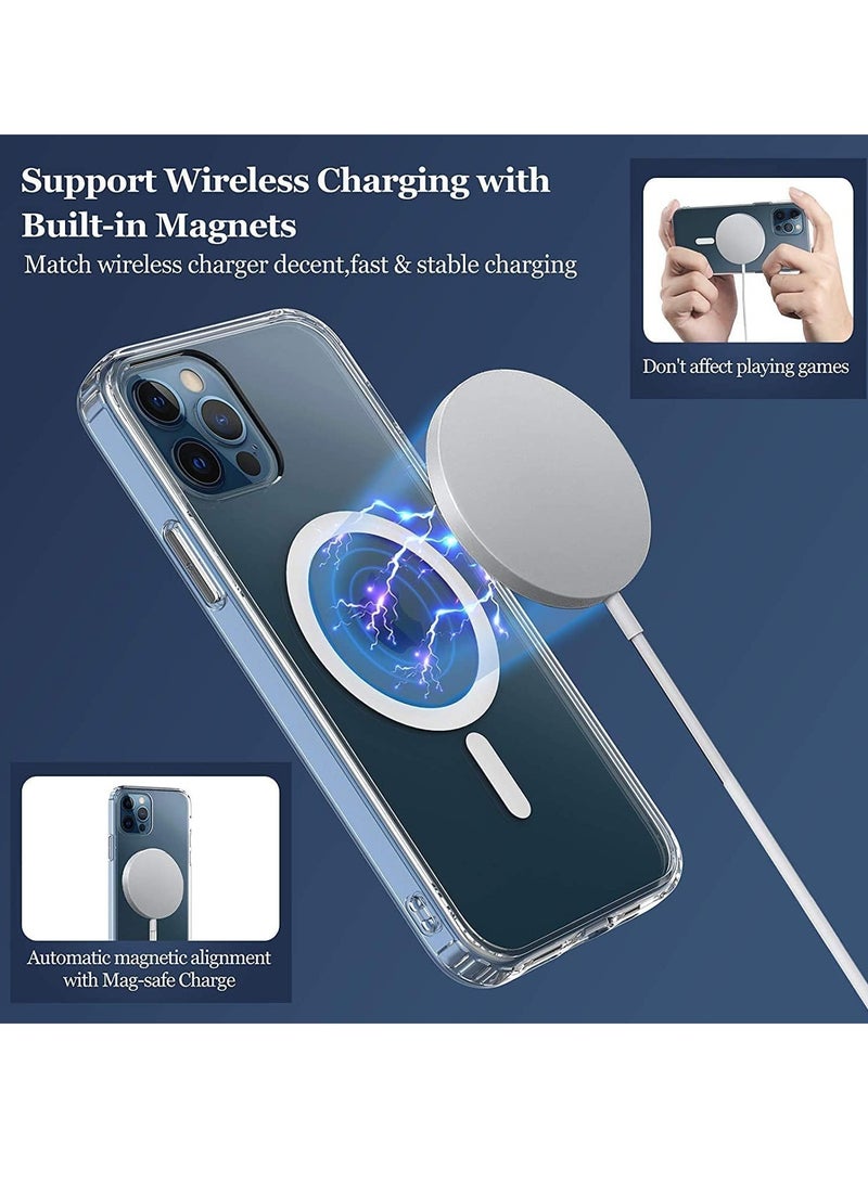 MIGOFAST Magnetic Clear Back Designed for iPhone 12 Pro Clear Phone Case Compatible with Magsafe, Slim Protective Cover - Image 3