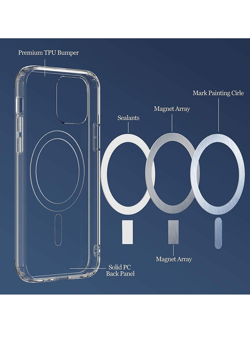 MIGOFAST Magnetic Clear Back Designed for iPhone 12 Pro Clear Phone Case Compatible with Magsafe, Slim Protective Cover - Image 2