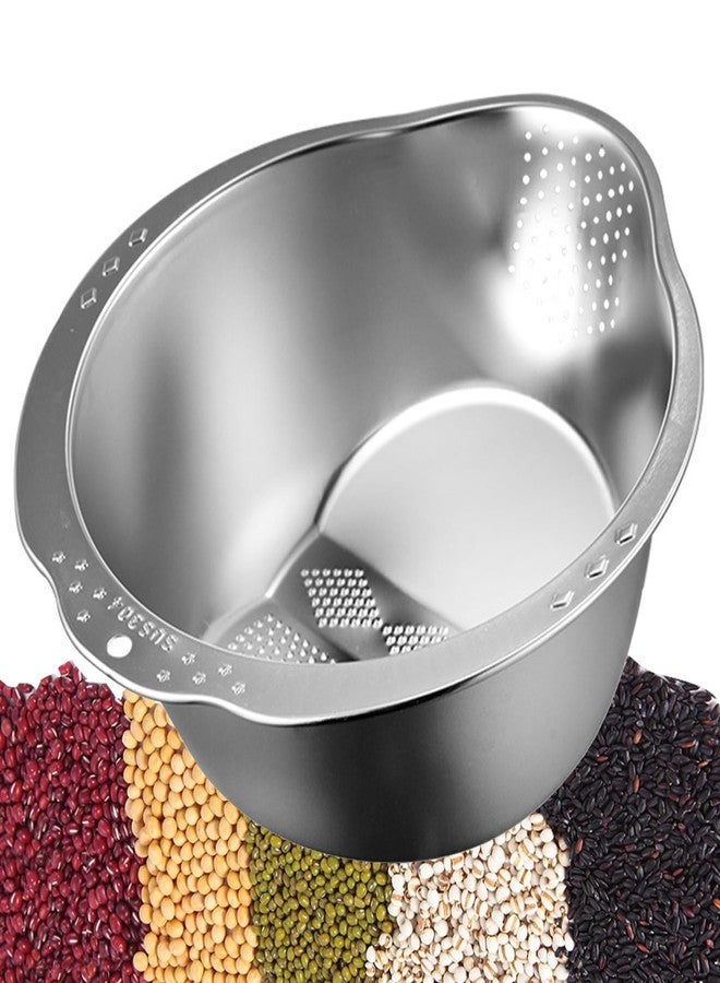 DOPMEP Rice Washer Strainer Bowl, Stainless Steel Colander, Quinoa Washing Bowl Versatile Side Drainers for Cleaning Rinsing Fruits, Vegetables, and Beans - Multifunctional Drain Basket, Heavy Duty - Image 1