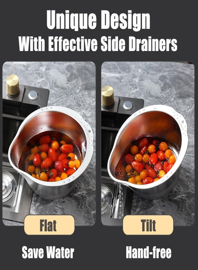 DOPMEP Rice Washer Strainer Bowl, Stainless Steel Colander, Quinoa Washing Bowl Versatile Side Drainers for Cleaning Rinsing Fruits, Vegetables, and Beans - Multifunctional Drain Basket, Heavy Duty - Image 5